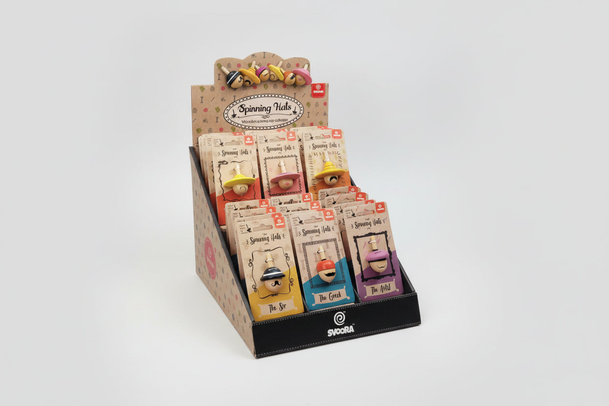 Wooden Spinning Top Collection - Hats